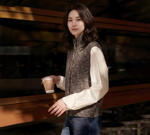 CocoHerben【云朵马甲】双色粗纺单排扣立领坎肩马甲开衫HBZ151