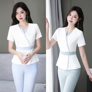 美容师工作服女足浴技师服按摩店足疗养生馆沐足工衣气质显瘦套装