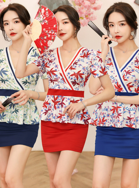 2022洗浴工作服女养生会所spa足浴足疗女技师衣服印花套装两件套