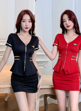 足浴工服2022秋冬新款足疗技师工作服拉链款套装spa养生会所工衣