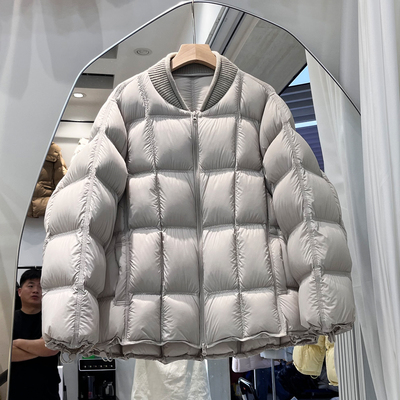 新国标90白鸭绒女士云感泡芙棒球领宽松韩版短款羽绒服百搭面包服