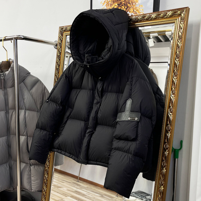 2025冬装新款新国标90白鸭绒高端欧货泡芙短款欧货连帽面包羽绒服