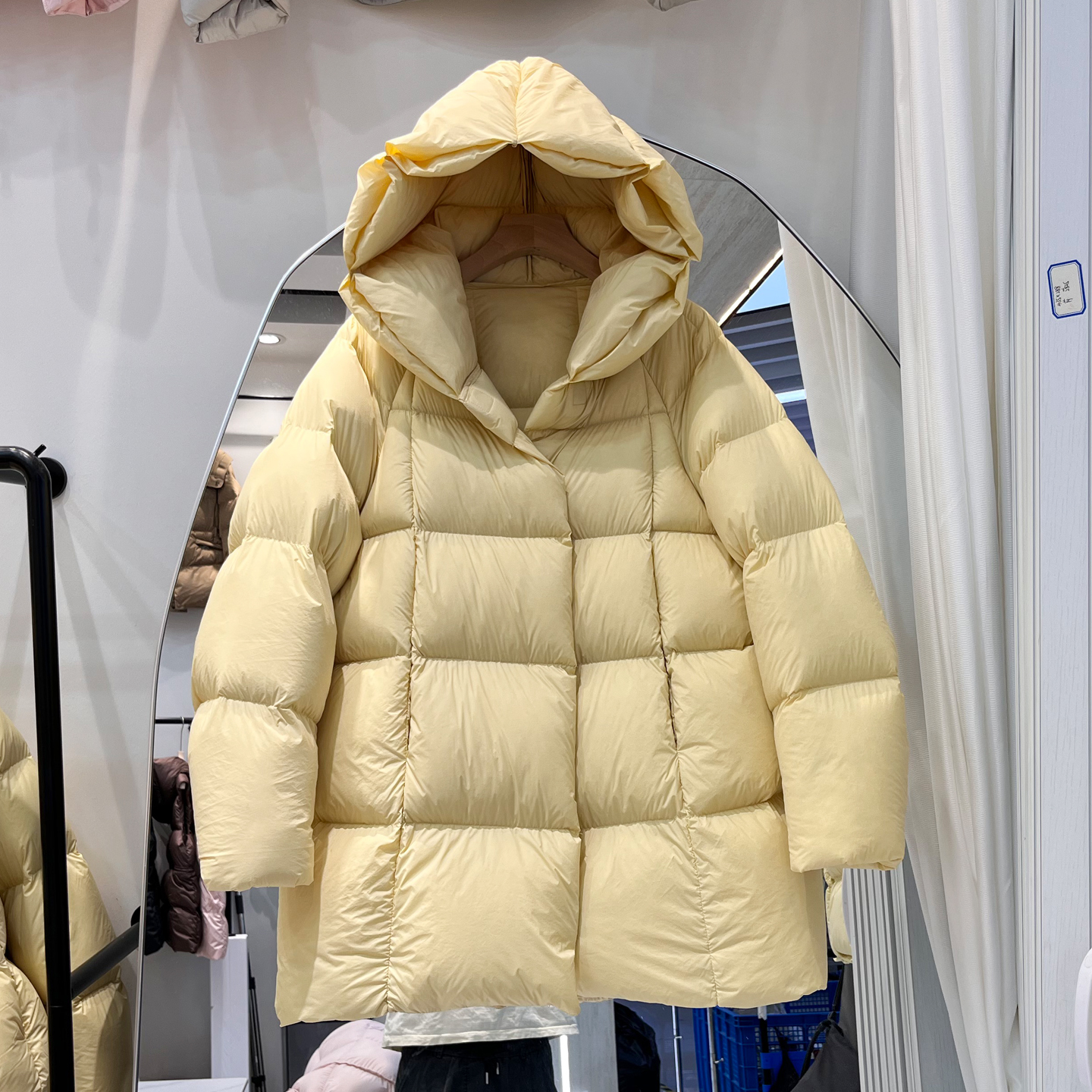 新国标95%白鸭绒 女加厚抗寒中长款连帽轻量泡芙羽绒服韩版面包服