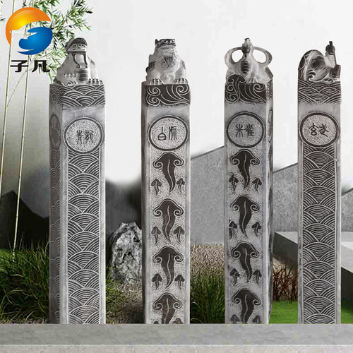 子凡拴马桩石雕仿古四方神兽做旧
