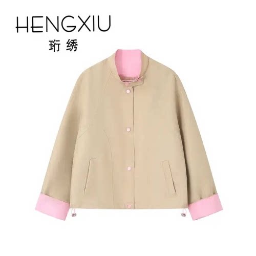 【专柜大清仓】珩绣春季新款撞色休闲工装外套女夹克上衣ZF-PD250