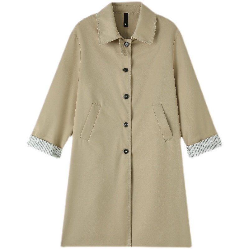 【专柜大清仓】珩绣韩系拼接条纹衣外套女中长款宽松时尚大衣X703,女装/女士精品,风衣,淘宝优惠券,粉丝福利购,淘宝优惠卷