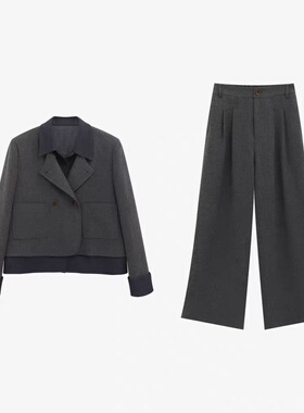 【爆米花粉丝专享】韩系毛呢含棉女新款外套阔腿裤Y-T25859