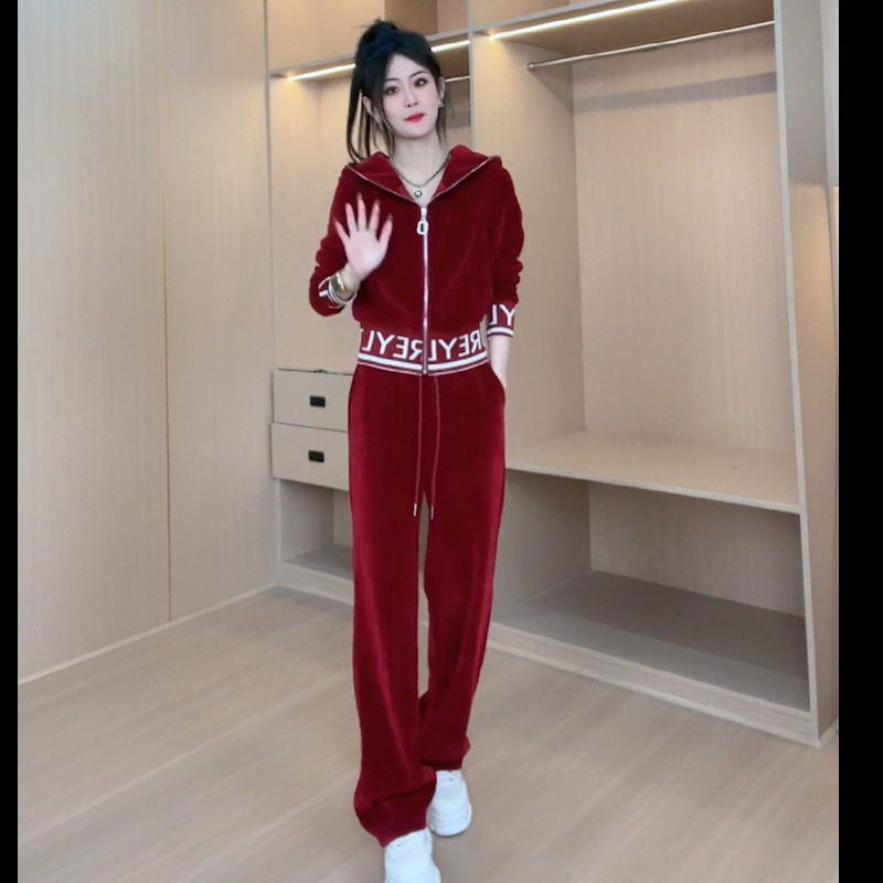 韩系休闲时尚灯芯绒轻奢运动套装