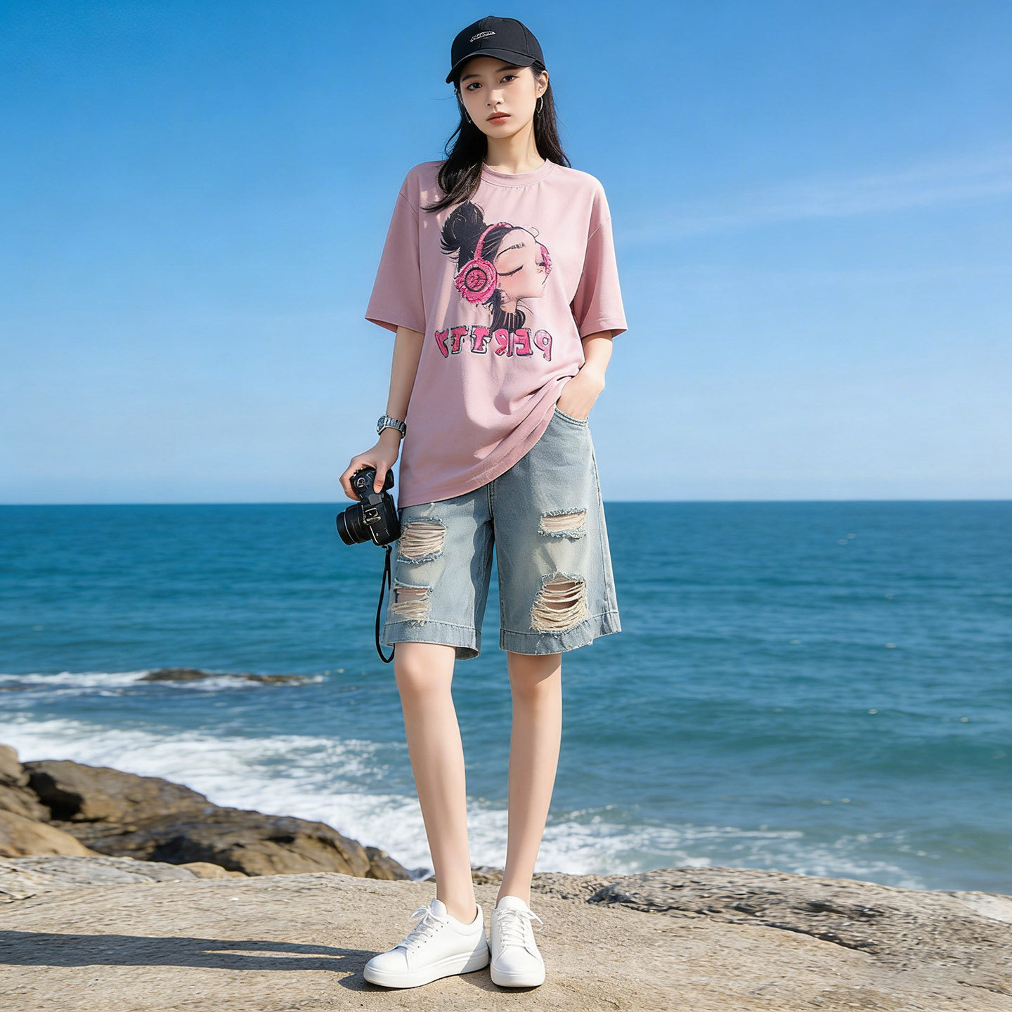 夏季卡通印花韩系宽松显瘦套装女