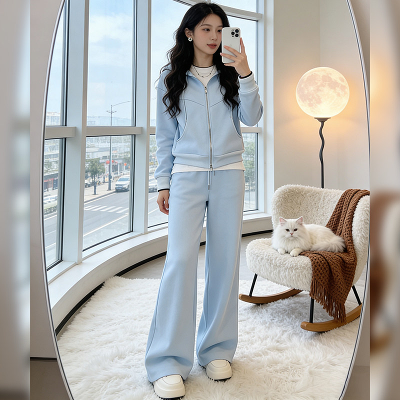 春秋洋气松弛慵懒感抽绳外套高腰阔腿休闲裤气质潮流减龄两件套女,女装/女士精品,时尚套装,淘宝优惠券,粉丝福利购,淘宝优惠卷