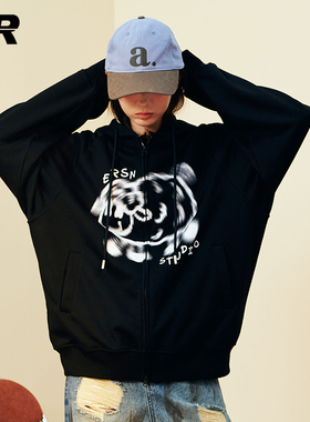 【陈浚铭同款】ER奔跑小羊开衫卫衣连帽外套情侣款2025春美式复古