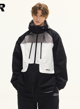 ER熊猫色工装夹克2025春季户外休闲连帽情侣装潮牌美式休闲外套