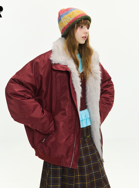 ER刺绣贴钻真两件毛领羽绒服男女同款2025冬可拆卸内胆座山雕外套