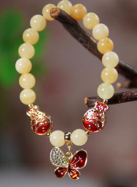 珠花蝶度女黄玉民族风性价比手链