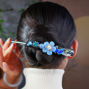 送妈妈礼物古风带齿发夹手工鸭嘴夹后脑勺一字牛角夹民族风头饰女