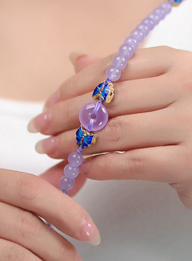 珠花蝶度流苏玉圆珠男女手作项链