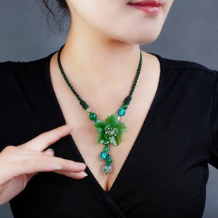 复古汉服锁骨链项链古风民族风吊坠配饰绿色女高级感绳装饰品玛瑙