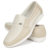 浅色米白色白皮鞋 男真皮白鞋 透气软底中年男鞋 春秋季 商务休闲鞋 子