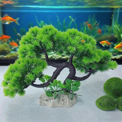 鱼缸造景装饰仿真松树塑料假树室内水族箱装饰摆件水草造景盆栽