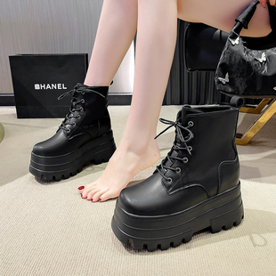 短靴 漫展cos增高鞋 增高马丁靴15cm长腿靴小个子中筒女鞋 厚底大码