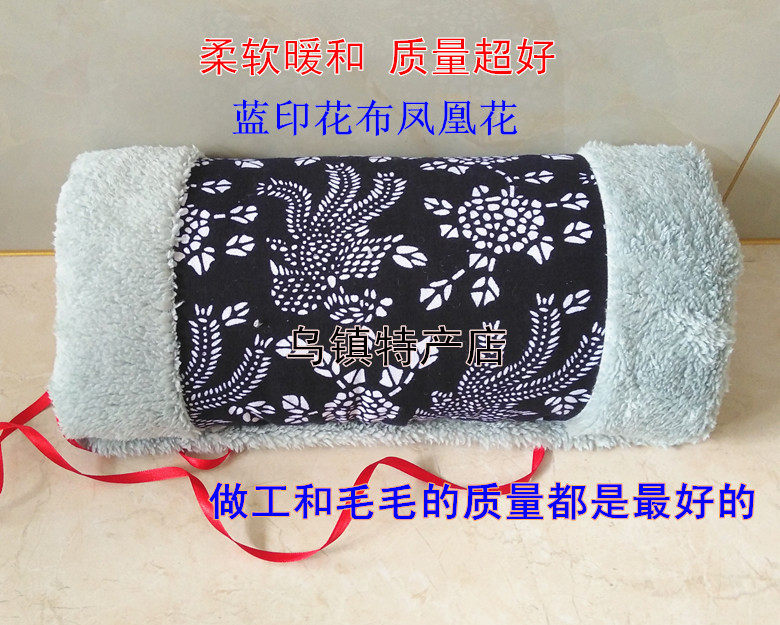 暖手筒 手捂子 乌镇蓝印花布羊羔绒暖手宝学生老人暖手不插电加厚
