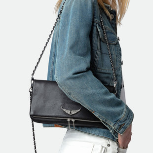 ZV法国外贸爆款信封包女 西班牙热销单肩斜跨鳄鱼纹PU链条翅膀包