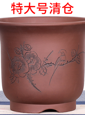 宜兴紫砂花盆兰花盆大口径君子兰花盆陶瓷专用兰花花盆陶土紫砂盆