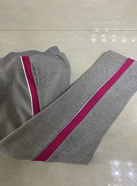 灰色细杠反光条校服裤子初高中学生运动宽松一条细灰杠校裤夏季款