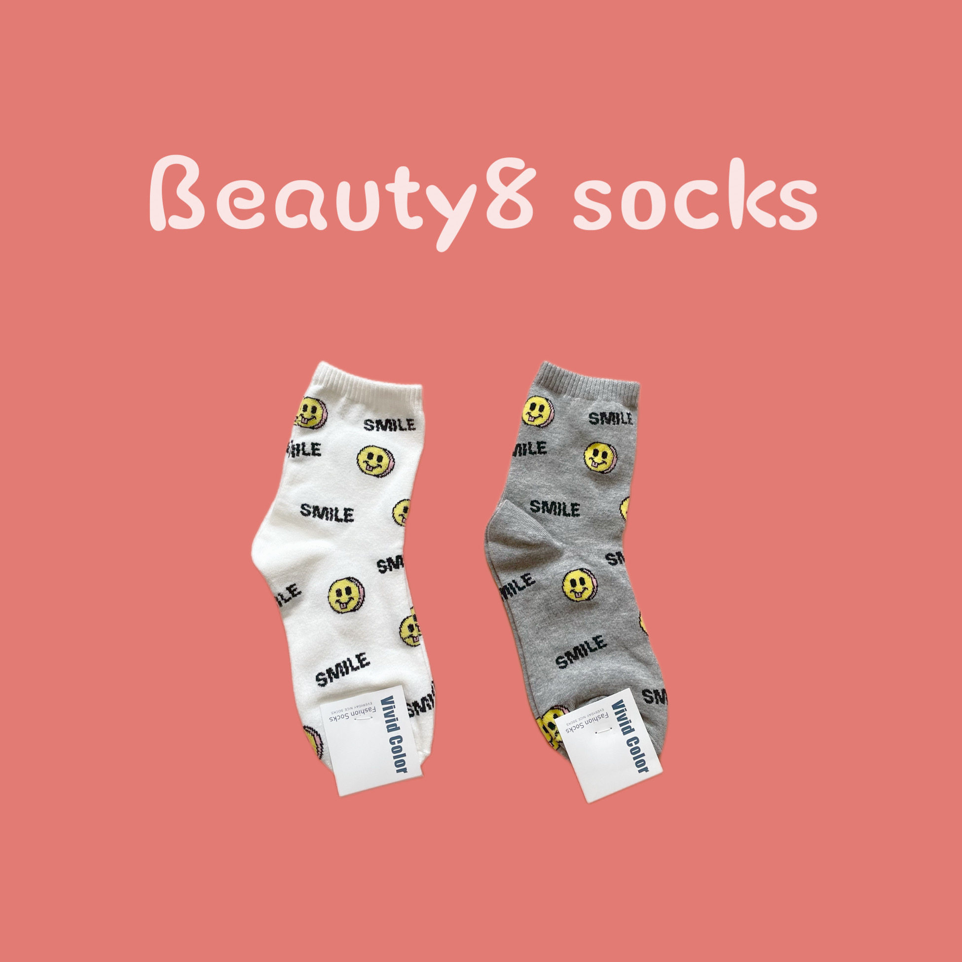 韩国女生灰色中筒袜 ins人气笑脸运动鞋百搭袜子灰色黑色纯棉吸汗