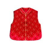 百珂乐儿童国风铜钱纹宝相喜庆背心男女宝红色新中式 周岁生日马甲