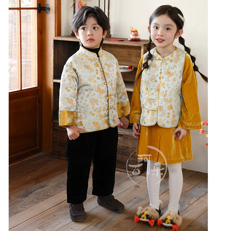 百珂乐秋冬新品福泽锦鲤男女童唐装姐弟装新中式拜年服宝宝外套,童装/婴儿装/亲子装,唐装,淘宝优惠券,粉丝福利购,淘宝优惠卷