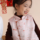 百珂乐2026女童新中式 马甲背心女宝宝中国风复古竹报平安上衣马甲