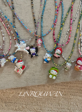 林肉完kt猫可爱串珠项链夏日卡通