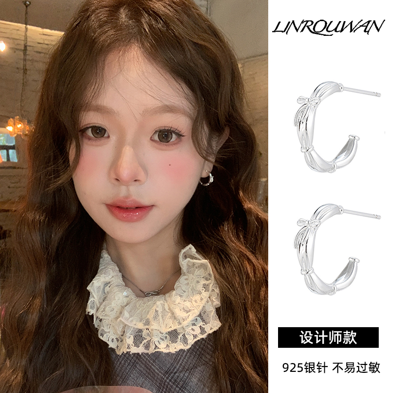 蝴蝶结耳钉2025新款精致耳圈