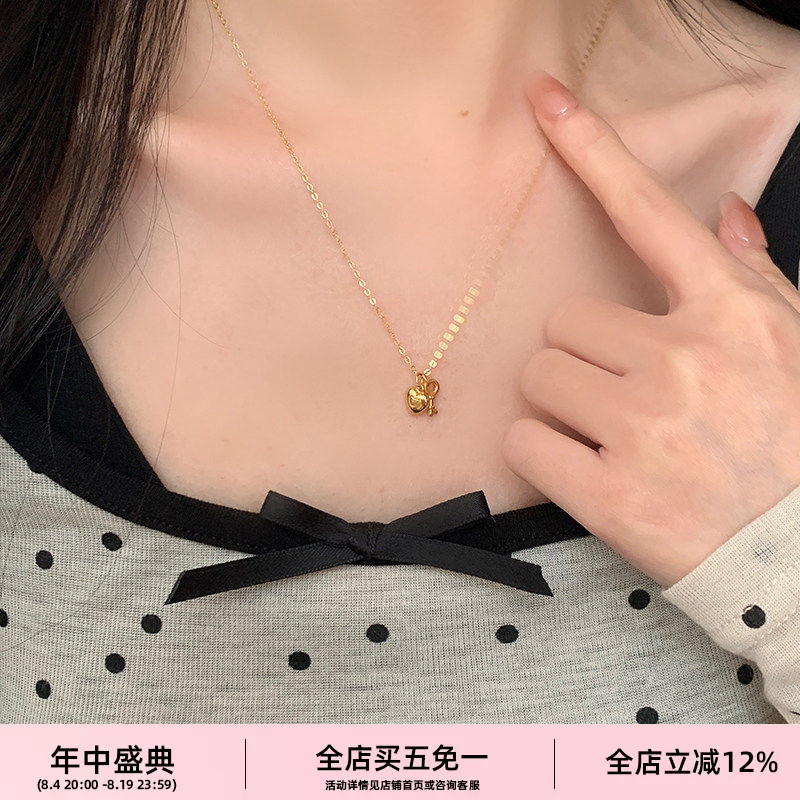 林肉完爱心钥匙吊坠项链气质简约