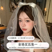 白月光 领证头纱登记求婚头饰简约新娘主婚纱头饰高级婚礼小头纱