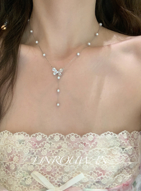 曼塔玫瑰~法式轻奢满天星蝴蝶项链高级感气质锁骨链毛衣链女配饰