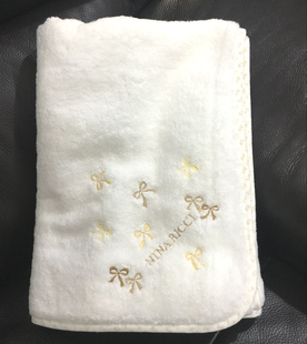 日单好牌 加厚无捻蝴蝶结刺绣包边面巾浴巾 特价