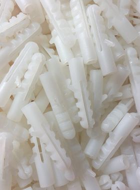 塑料膨胀管6mm 8mm自攻螺丝钉胶塞白色胶粒尼龙膨胀螺栓1000只