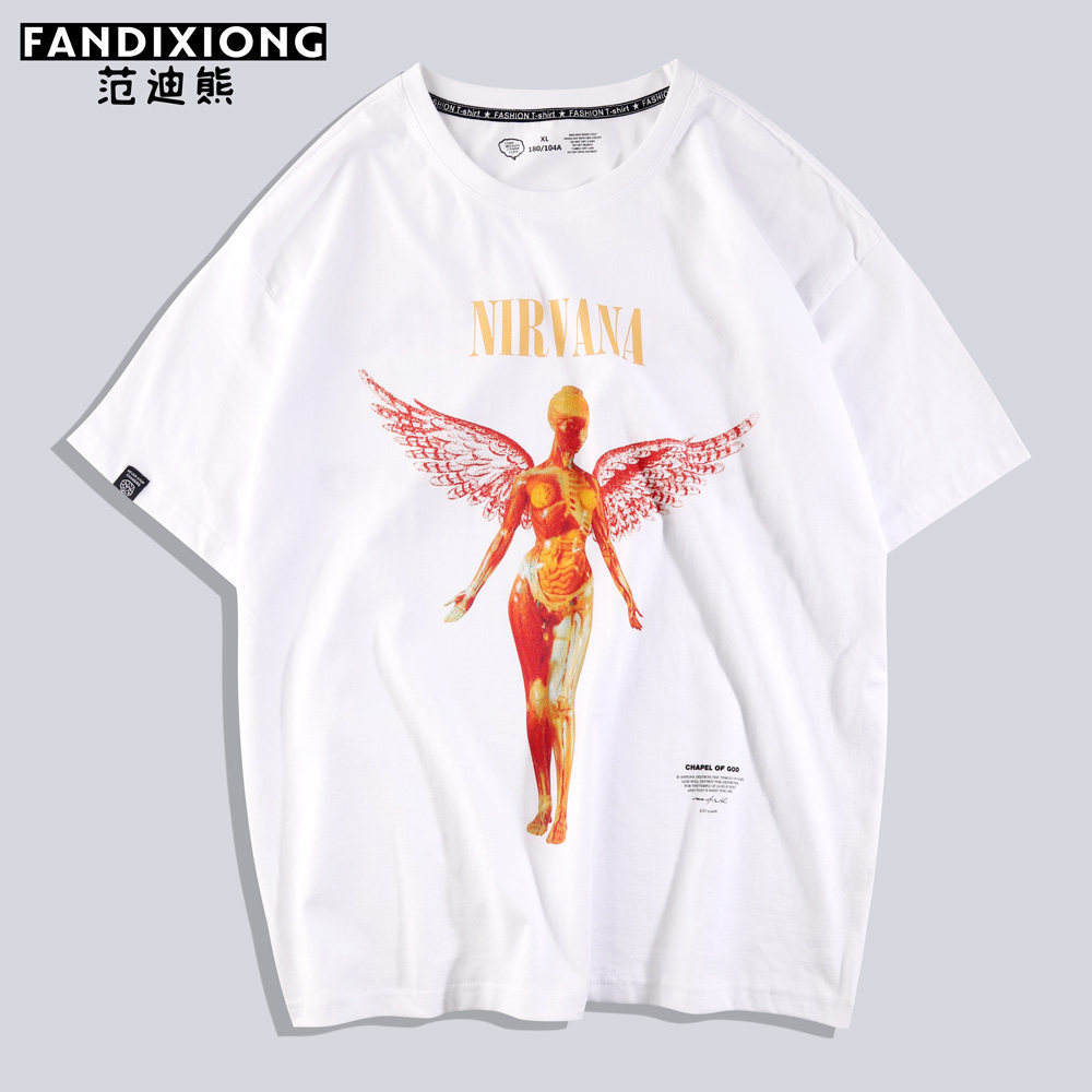 fear of god衣服高街涅槃乐队天使翅膀fog侃爷kanye潮牌男短袖t恤