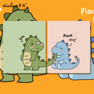 设计感夏天小怪兽情侣款 小众2020新款 夏装 秀洛小恐龙t恤情侣装