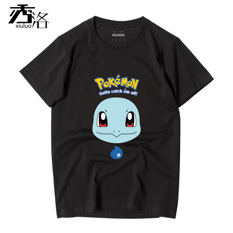 秀洛动漫周边杰尼龟t恤波克比短袖男女情侣卡通二次元潮流半袖