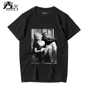 秀洛欧美街头玛丽莲梦露联名2pac短袖 T恤体恤潮 嘻哈说唱宽松大码