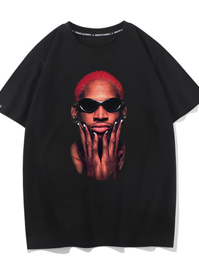 秀洛Dennis Rodman罗德曼短袖T恤男潮牌美式街头嘻哈高街半袖打底