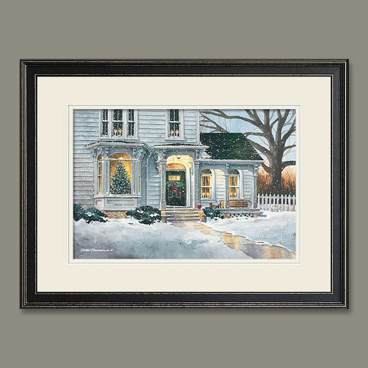 温暖的家圣诞雪景美国原版进口画芯玄关儿童房美式装饰画有框挂画