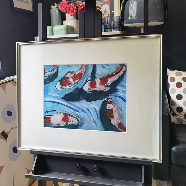 倍丽饰画/Koi Pond锦鲤美国原版进口画芯现代美式玄关餐厅装饰画