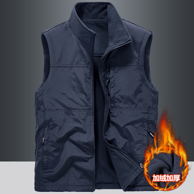 秋冬加厚双面穿马甲男士秋冬户外抓绒背心摇粒绒马夹坎肩10271e