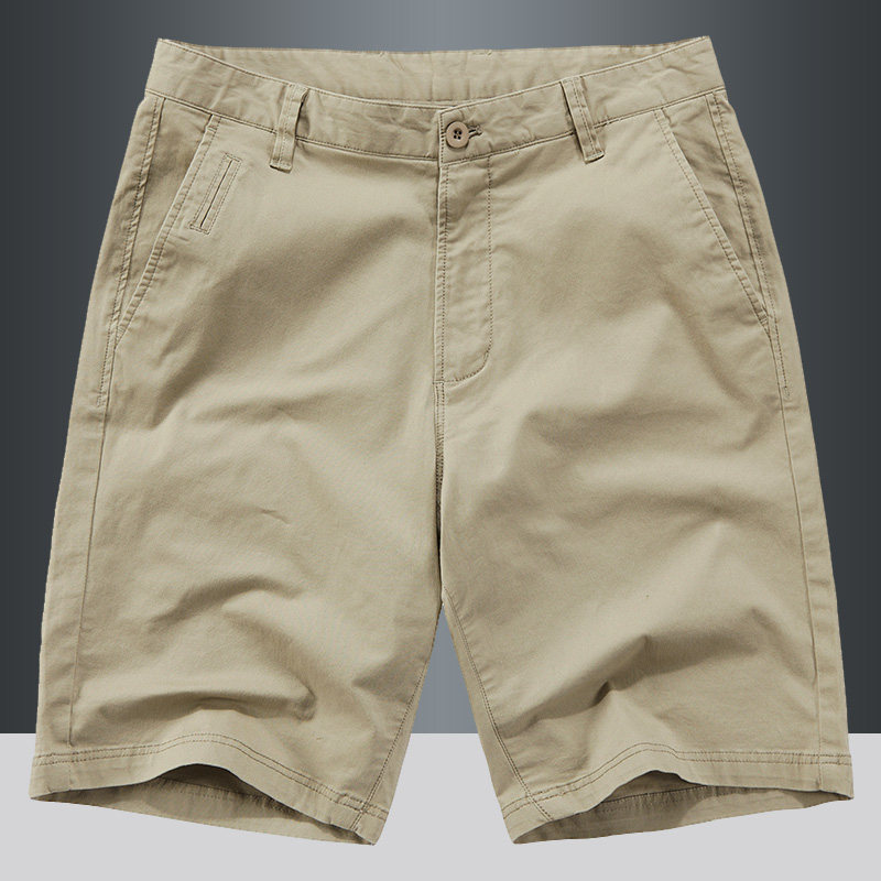 Summer thin stretch shorts for men, simple and versatile solid color capri pants, loose and casual pure cotton mid-length pants, beach pants thumbnail 3