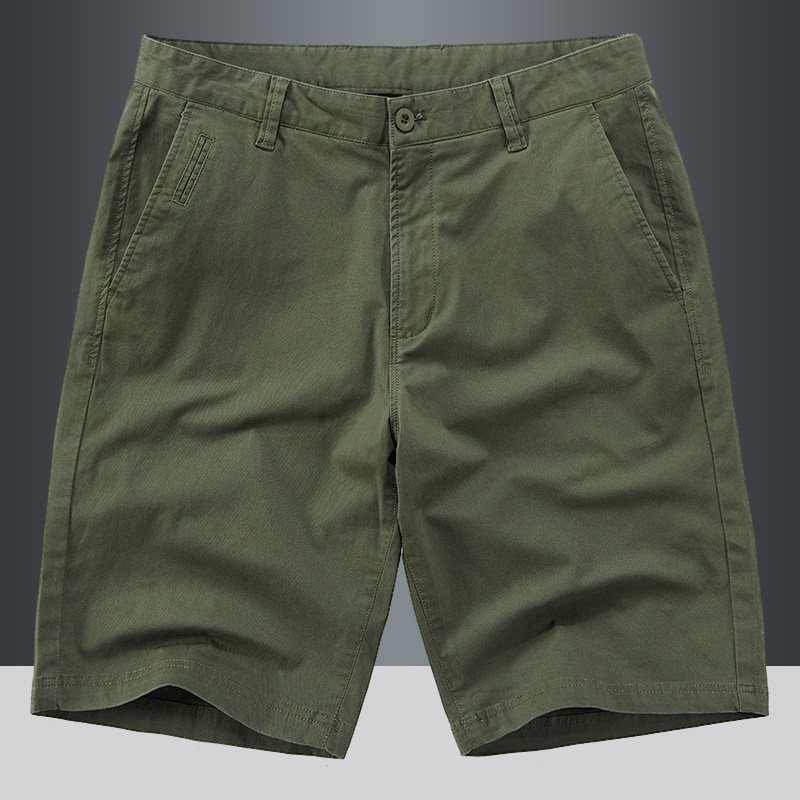 Summer thin stretch shorts for men, simple and versatile solid color capri pants, loose and casual pure cotton mid-length pants, beach pants thumbnail 2