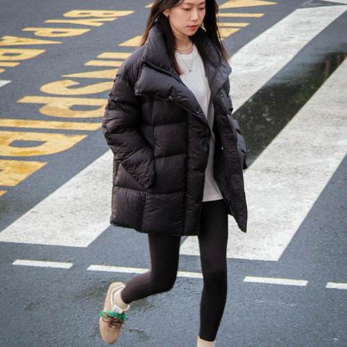 90白鹅绒中长款羽绒服